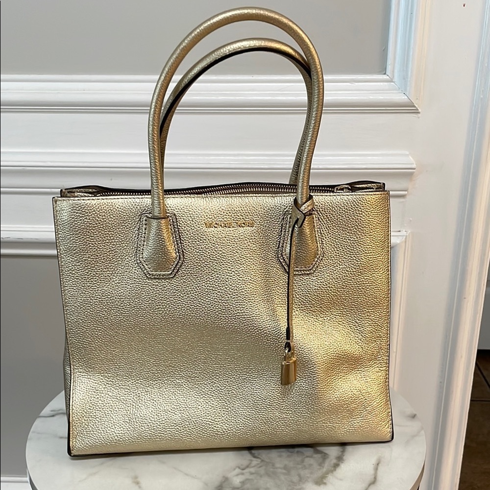 Michael Kors Gold Structured Tote Bag